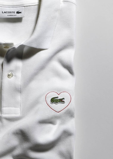 Lacoste polo with heart around the crocodile