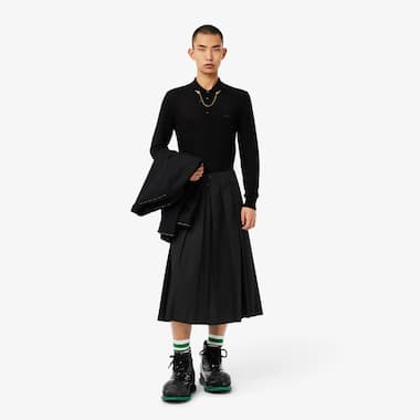 버진울 미디 플리츠 스커트