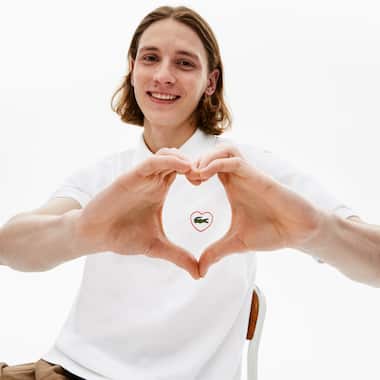 The solidarity polo with stitched red Lacoste heart