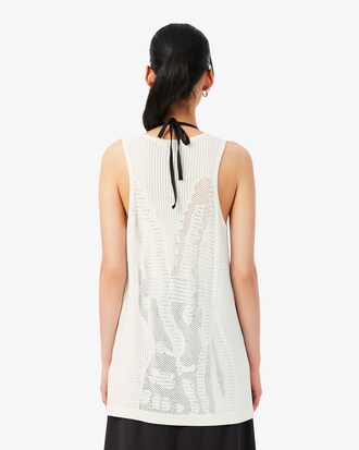 메쉬 슬리브리스 스웨터