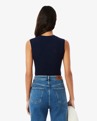 파인 메리노울 슬리브리스 스웨터