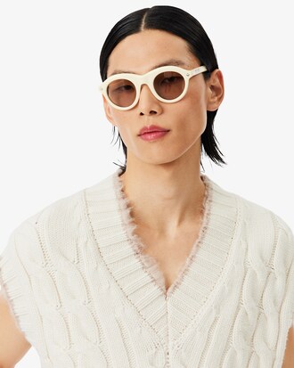 빅 케이블 슬리브리스 울 스웨터