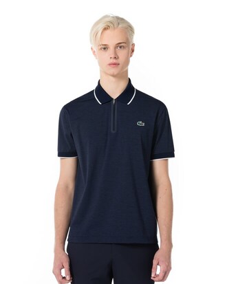 멜란지 반집업 반팔 폴로