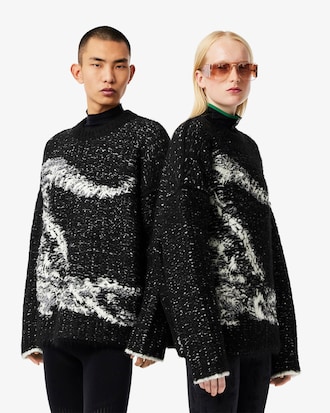 오가닉 울 크록 자카드 스웨터