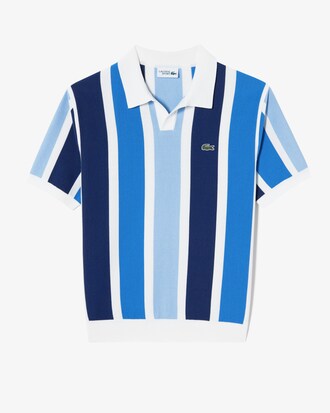 스트라이프 반팔 폴로 스웨터