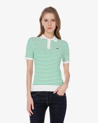 케이블 반팔 폴로 스웨터