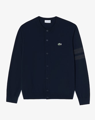 크루넥 소매팁 가디건