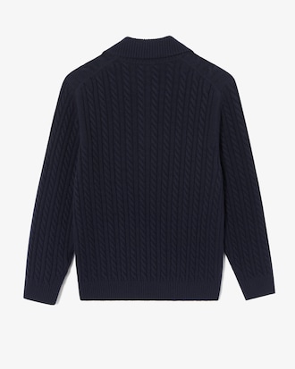 케이블 반집업 와이드 카라 풀오버