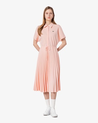 밑단 플리츠 반팔 폴로 드레스