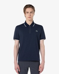 멜란지 반집업 반팔 폴로