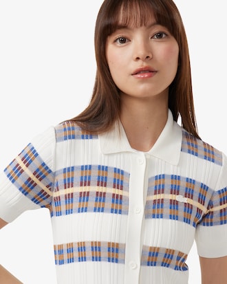 올오버 버튼 반팔 스웨터 드레스