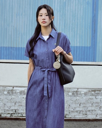 벨트형 반팔 셔츠 드레스