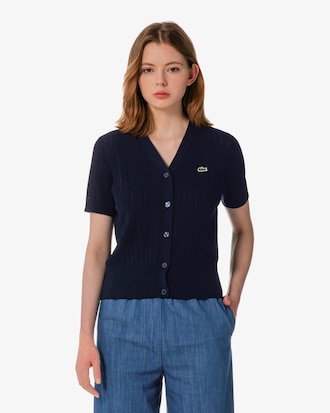 브이넥 반팔 가디건