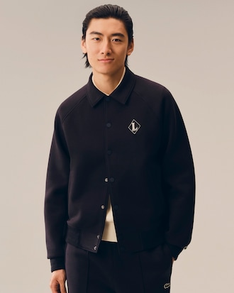 L 뱃지 래글런 소매 카라 스웻 점퍼