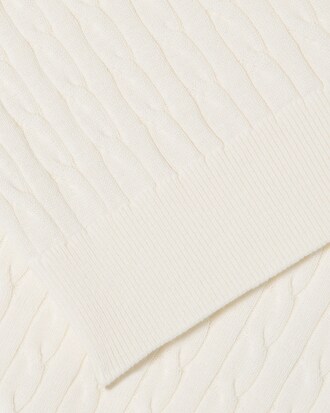 반팔 케이블 크루넥 스웨터