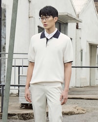 립조직 카라 연사 반팔 스웨터 폴로 셔츠