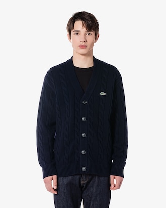 케이블 V넥 가디건