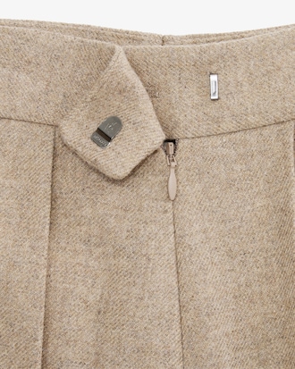 울 플리츠 미디스커트