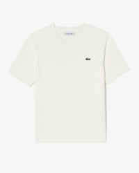 케이블 반팔 크루넥 스웨터