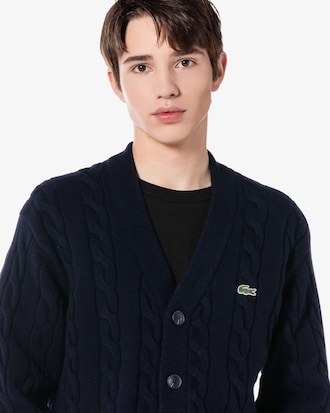 케이블 V넥 가디건