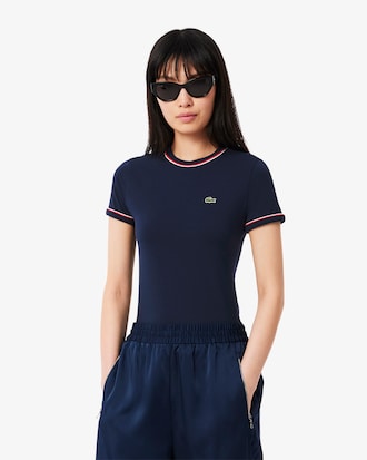 더블 파이핑 슬림핏 저지 티셔츠