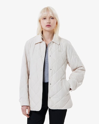 울배색 벨티드 퀼팅 점퍼