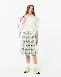 Lemarie 크록 그래픽 플리츠 스커트