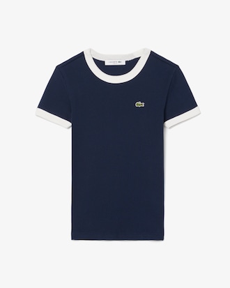 립조직 슬림핏 배색 반팔 티셔츠