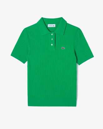 케이블 반팔 폴로 스웨터