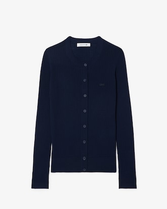 슬림핏 립조직 크루넥 가디건