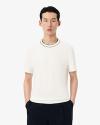 배색 팁핑 라인 매치 피케 반팔 티셔츠