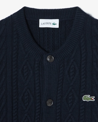 변형 케이블 크루넥 가디건