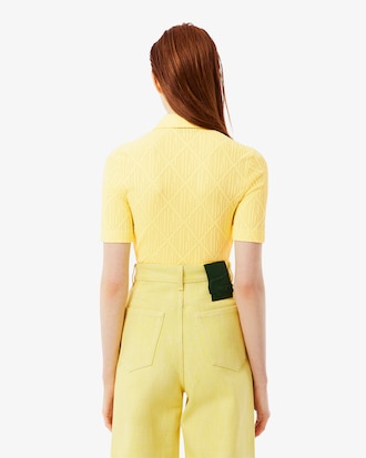 슬림핏 시스루 모노그램 반팔 폴로 셔츠