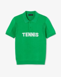 TENNIS 레터링 자카드 슬림핏 폴로 니트 스웨터