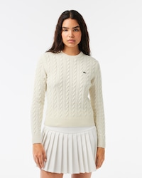 울혼방 케이블 크루넥 스웨터