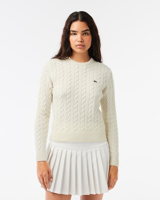 울혼방 케이블 크루넥 스웨터