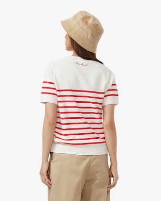 스트라이프 반팔 스웨터