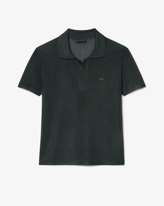 여성 샤이니 허니콤 피케 슬림 니트 폴로