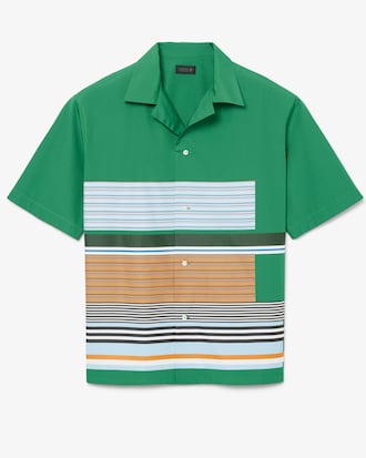 남성 스트라이프 프린트 루즈핏 반팔 셔츠