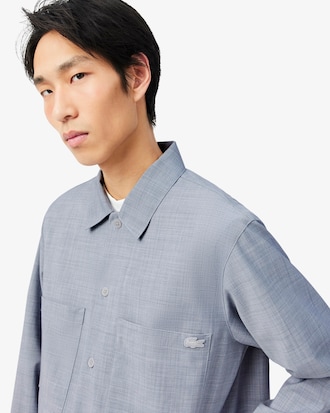 오픈 카라 울 블렌드 셔켓