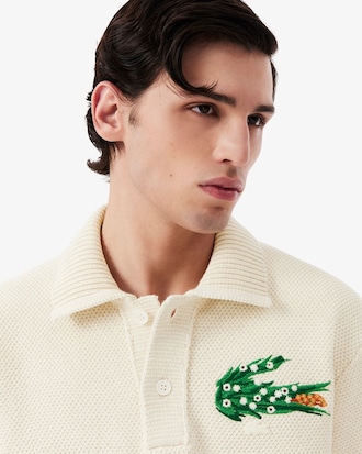 남성 더블 피케 스트라이프 밑단 니트 폴로