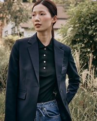 슬림핏 긴팔 폴로 셔츠