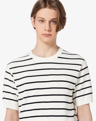 솔리드 반팔 크루넥 스웨터