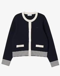 배색 긴팔 가디건