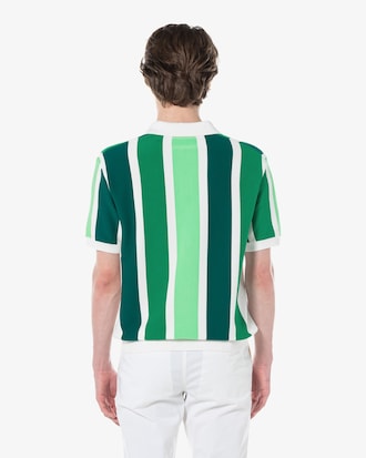 스트라이프 반팔 폴로 스웨터