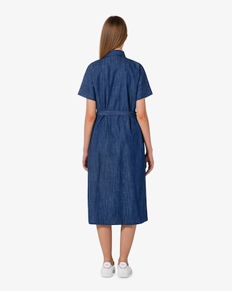 벨트형 반팔 셔츠 드레스