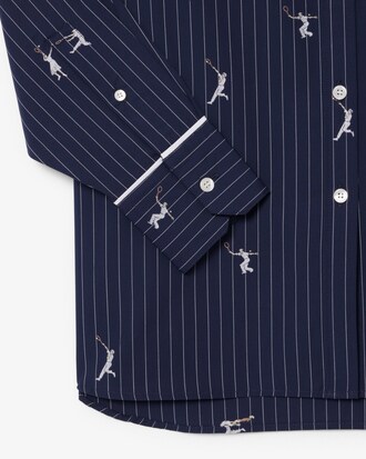 자수 포인트 스트라이프 셔츠