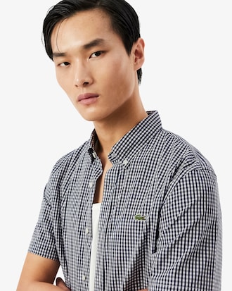 라이트 포플린 깅업 체크 반팔 셔츠