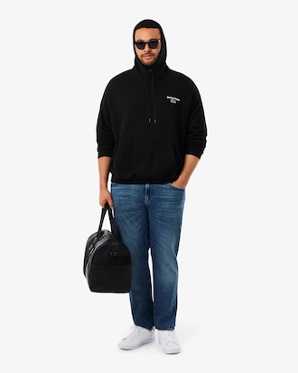 레터링 그래픽 루즈핏 후드 풀오버 스웻셔츠