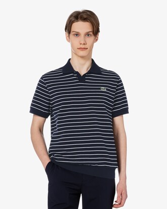 오픈카라 핀스트라이프 폴로 셔츠